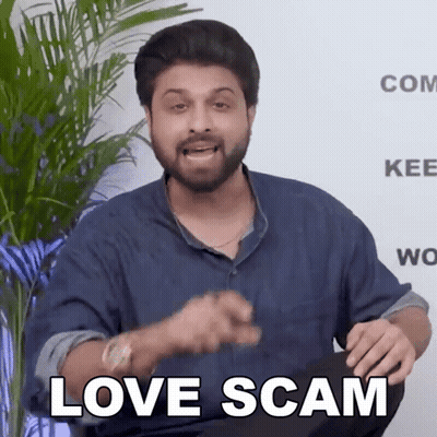 A Man With A Beard Is Making A Funny Face And Saying Love Scam GIF