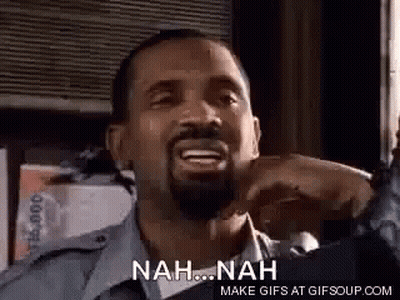 A Man With A Beard Is Making A Funny Face And Saying `` Nah Nah '' . GIF