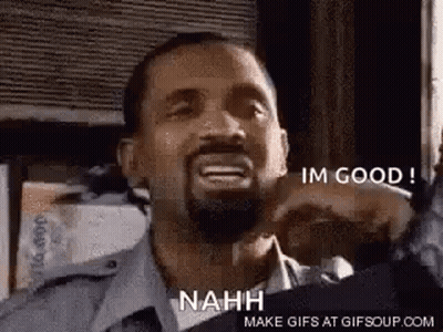 A Man With A Beard Is Making A Funny Face And Says `` Im Good ! '' GIF