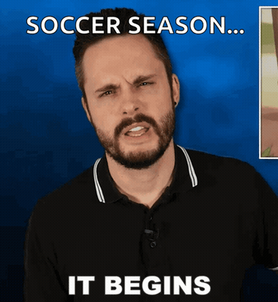 A Man With A Beard Is Making A Funny Face And Says Soccer Season It Begins GIF