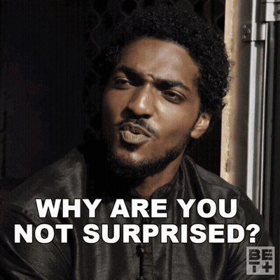 A Man With A Beard Is Making A Funny Face And Says " Why Are You Not Surprised " GIF