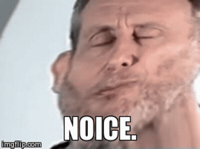 A Man With A Beard Is Making A Funny Face And The Caption Says Noice . GIF
