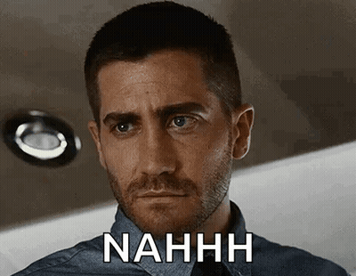 A Man With A Beard Is Making A Funny Face And The Word Nahh Is On His Face . GIF