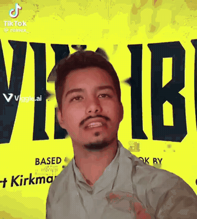 A Man With A Beard Is Making A Funny Face In Front Of A Yellow Background . GIF