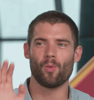A Man With A Beard Is Making A Funny Face With His Hand GIF