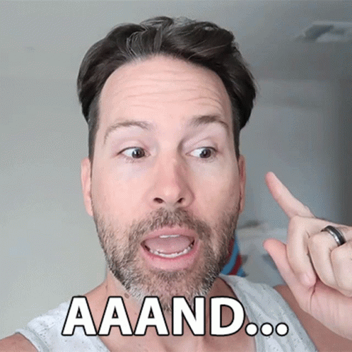 A Man With A Beard Is Making A Funny Face With The Words Aaand GIF