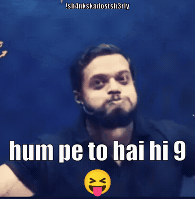 A Man With A Beard Is Making A Funny Face With The Words Hum Pe To Hai Hi 9 GIF