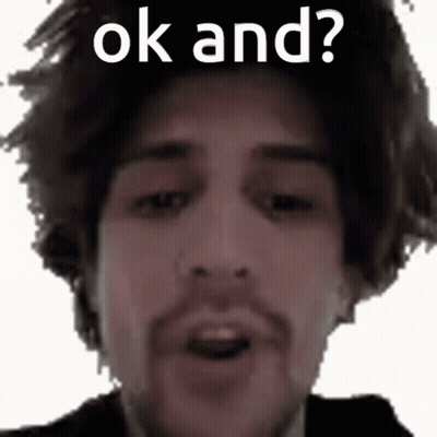A Man With A Beard Is Making A Funny Face With The Words `` Ok And ? '' Above Him . GIF