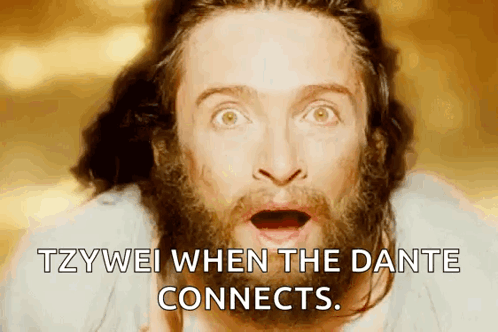 A Man With A Beard Is Making A Surprised Face And Says Tzywei When The Dante Connects . GIF