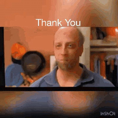 A Man With A Beard Is On A Screen With The Words Thank You GIF