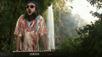 A Man With A Beard Is Playing A Yamaha Keyboard GIF