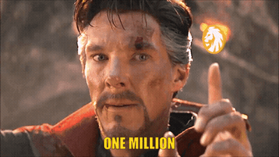 A Man With A Beard Is Pointing At The Camera With The Words One Million Written Below Him GIF