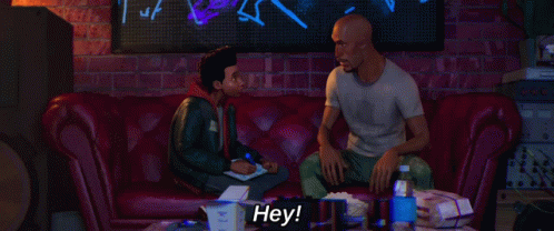 A Man With A Beard Is Saying Hey In A Cartoon GIF