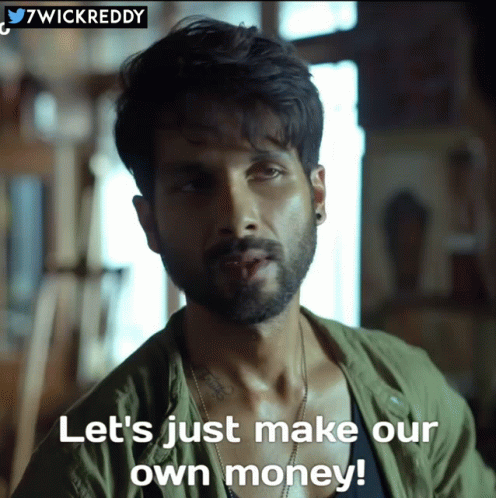A Man With A Beard Is Saying " Let 'S Just Make Our Own Money " GIF
