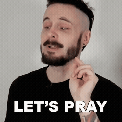 A Man With A Beard Is Saying Let 'S Pray With His Finger GIF