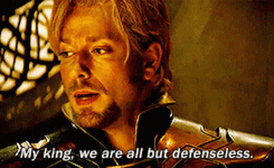 A Man With A Beard Is Saying " My King We Are All But Defensess " GIF