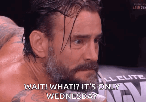 A Man With A Beard Is Saying Wait What ? It 'S Only Wednesday . GIF