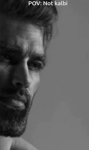 A Man With A Beard Is Shown In A Black And White Photo With The Caption " Pov : Not Kalbi " GIF