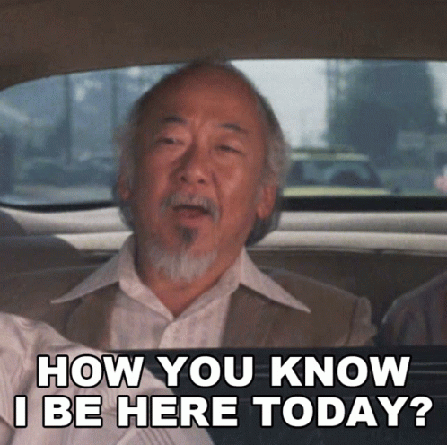 A Man With A Beard Is Sitting In A Car And Says " How You Know I Be Here Today " GIF