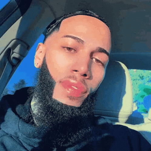 A Man With A Beard Is Sitting In A Car GIF