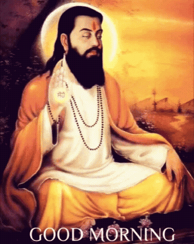 A Man With A Beard Is Sitting In A Lotus Position With The Words Good Morning Above Him GIF