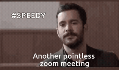 A Man With A Beard Is Sitting In A Room With His Eyes Closed And Says `` Another Pointless Zoom Meeting '' . GIF