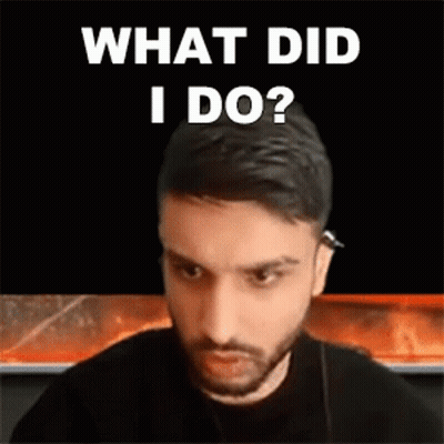 A Man With A Beard Is Sitting In Front Of A Black Screen With The Words `` What Did I Do '' . GIF