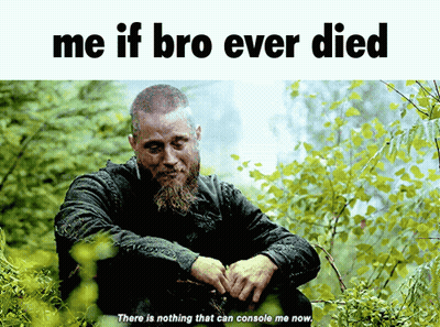 A Man With A Beard Is Sitting In The Woods With The Words Me If Bro Ever Died Above Him GIF