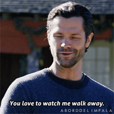 A Man With A Beard Is Smiling And Says You Love To Watch Me Walk Away GIF