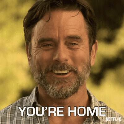 A Man With A Beard Is Smiling And Says You 'Re Home Netflix GIF
