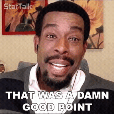 A Man With A Beard Is Smiling With The Words That Was A Damn Good Point Behind Him GIF