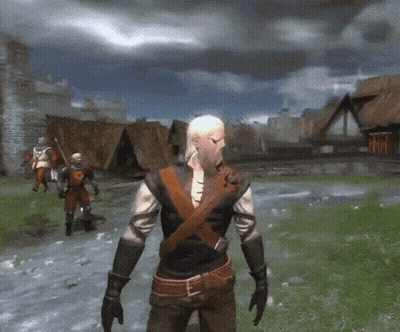 A Man With A Beard Is Standing In A Field With Soldiers In The Background GIF
