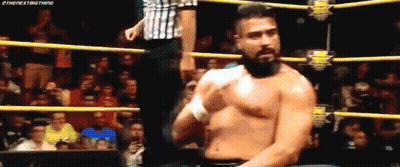 A Man With A Beard Is Standing In A Wrestling Ring Without A Shirt . GIF