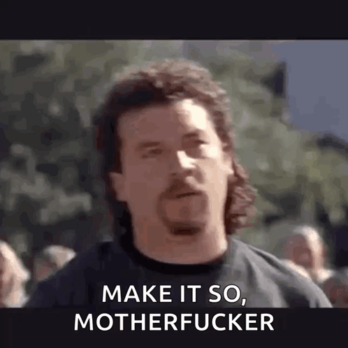 A Man With A Beard Is Standing In Front Of A Crowd And Says `` Make It So , Motherfucker '' GIF