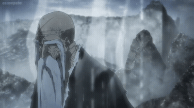 A Man With A Beard Is Standing In Front Of A Waterfall And The Word Animepathe Is On The Bottom Left GIF