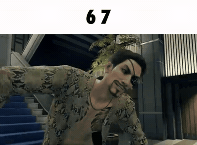A Man With A Beard Is Standing In Front Of Stairs With The Number 67 Above Him GIF
