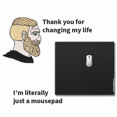 A Man With A Beard Is Standing Next To A Laptop That Says Thank You For Changing My Life GIF
