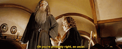 A Man With A Beard Is Standing Next To Another Man And Says " Oh You 'Re Probably Right As Usual " GIF
