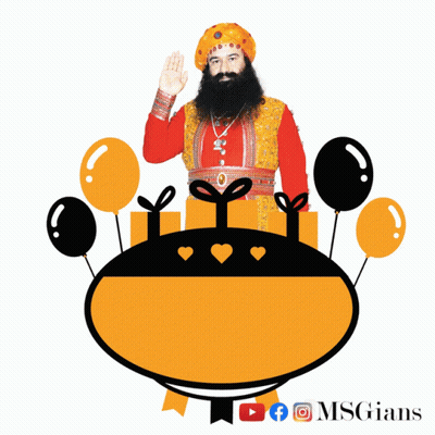 A Man With A Beard Is Surrounded By Balloons And Gifts And Says Happy Avtaar Month GIF