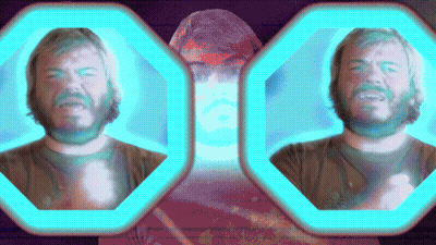 A Man With A Beard Is Surrounded By Blue Circles GIF