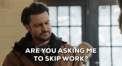 A Man With A Beard Is Talking To Another Man And Asking Him To Skip Work . GIF