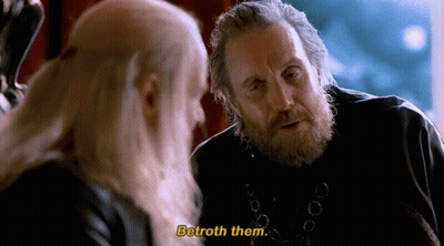 A Man With A Beard Is Talking To Another Man And Says " Betrath Them " GIF