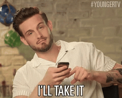 A Man With A Beard Is Using A Cell Phone And Saying I 'Ll Take It GIF