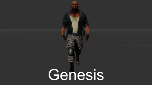 A Man With A Beard Is Walking With The Word Genesis Behind Him GIF