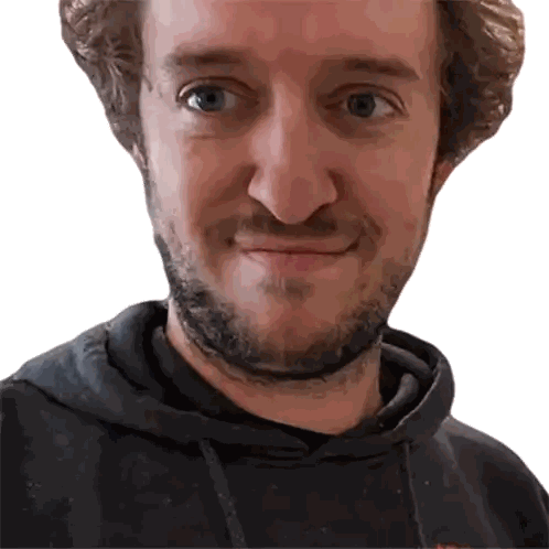 A Man With A Beard Is Wearing A Black Hoodie And Smiling Sticker