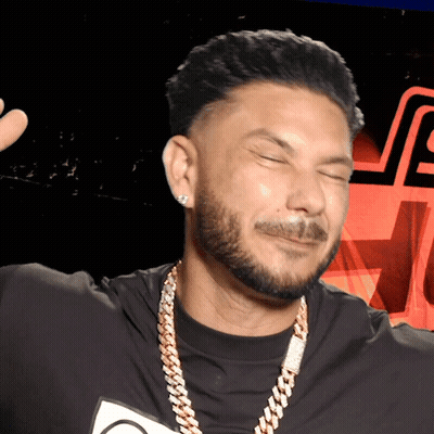 A Man With A Beard Is Wearing A Black Shirt And A Gold Chain GIF