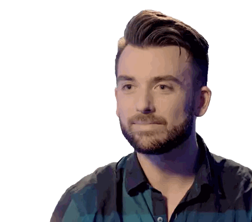 A Man With A Beard Is Wearing A Blue And Black Shirt Sticker