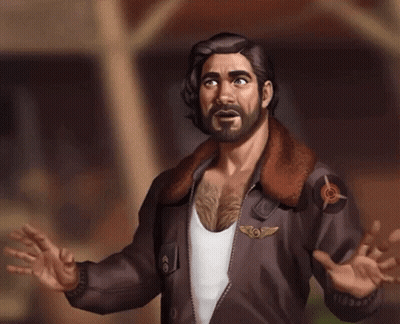 A Man With A Beard Is Wearing A Brown Jacket With A Patch On His Chest That Says ' O ' On It GIF
