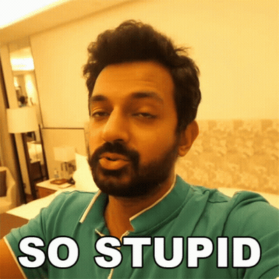 A Man With A Beard Is Wearing A Green Shirt That Says So Stupid On It GIF