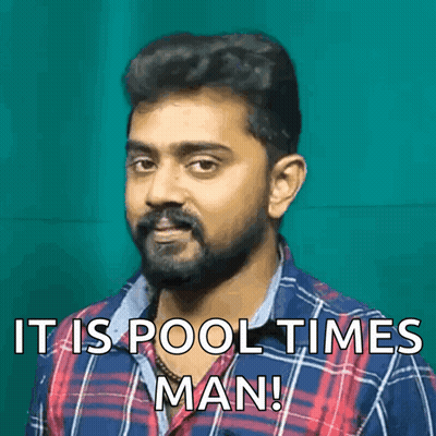 A Man With A Beard Is Wearing A Plaid Shirt And Says " It Is Pool Times Man " GIF